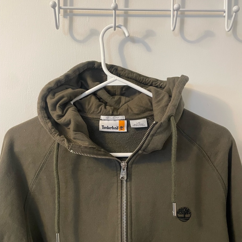 Timberland Khaki Green Zip-Up Hoodie